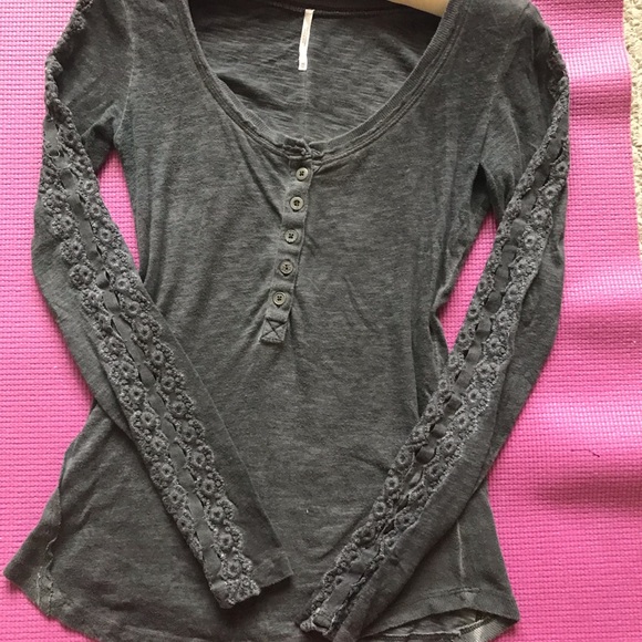 Free People Shell Stitch Lace Henley - Picture 3 of 8